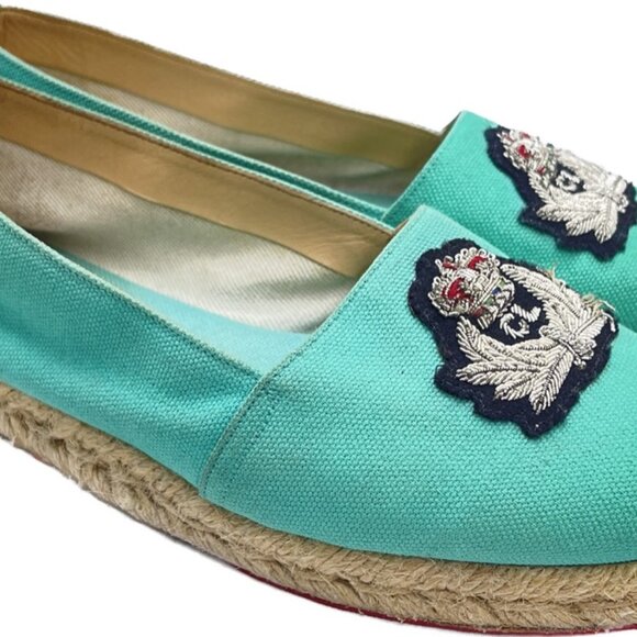 Christian Louboutin crest logo Turquoise Nanou Orlato Espadrille flats - Picture 12 of 14